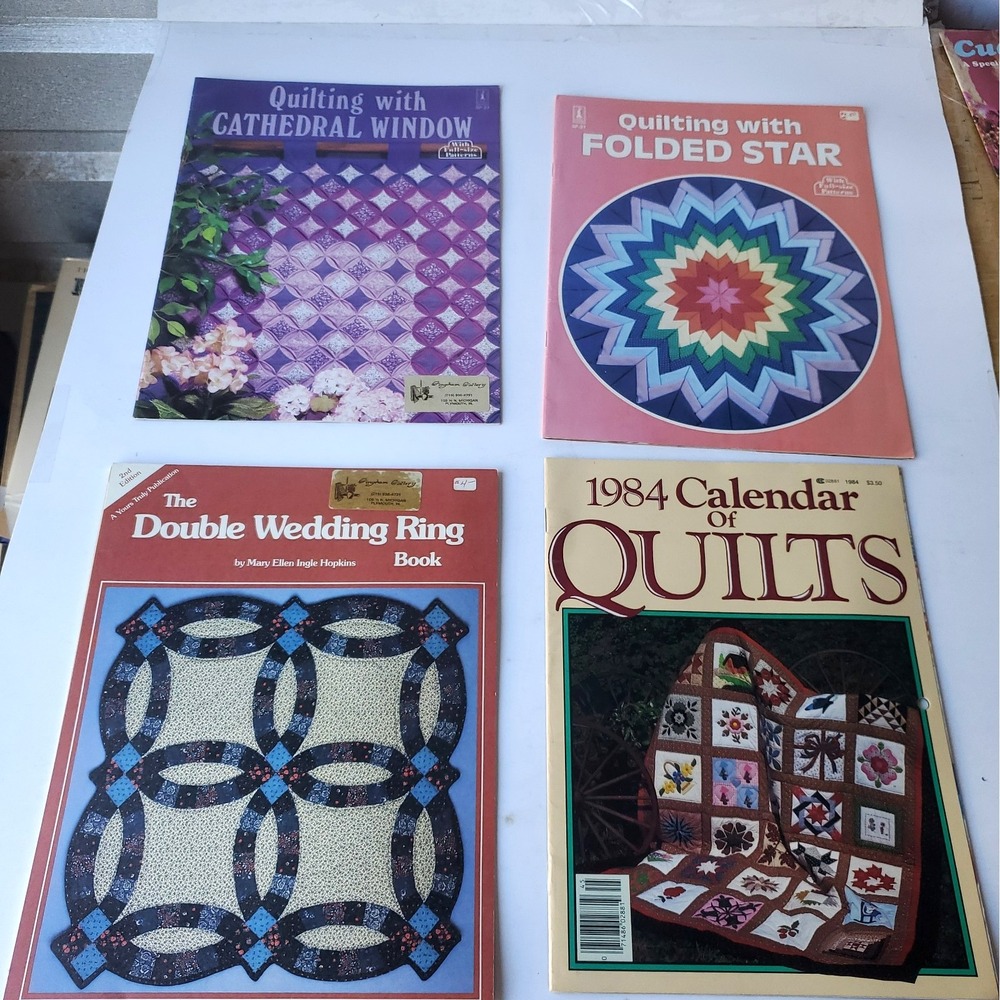 QUILT PATTERN Lot 4 THE DOUBLE WEDDING RING LEAFLET BOOK Folded Star Cathedral